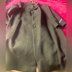 Mens Stafford Essentials Wool Blend Overcoat Charcoal- dark grey